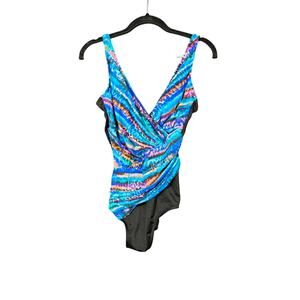 Miraclesuit Blue Oceanus One Piece Swimsuit Women's Size 10 L74239